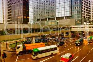 HONG KONG - MAY 9, 2014: Traffic movement in city streets on a r