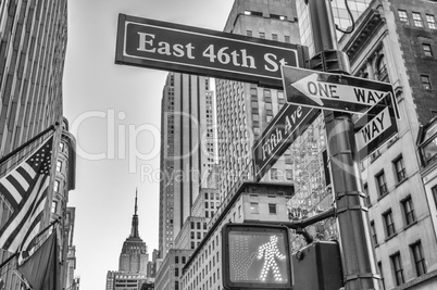 Fifth Avenue street signs and buildings