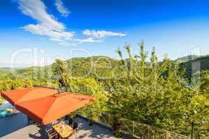 Beautiful terrace over countryside. Tuscany, Italy