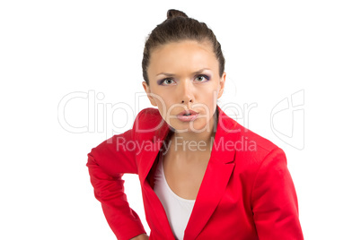 Portrait of dissenting business woman