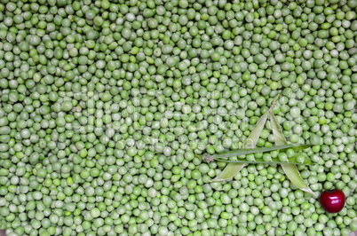 Peas and cherry background