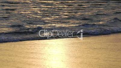 Waves Crashing on Beach, sunset