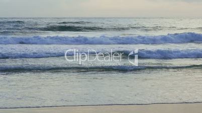 Waves Crashing on Beach, sunset