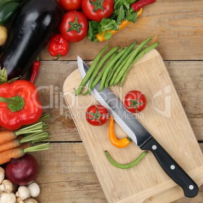 Gesunde Ernährung Essen zubereiten Gesicht aus Gemüse