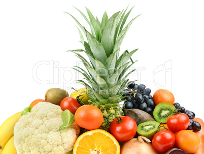 fruits and vegetables  on white background