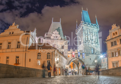 Prague. Charles Bridge by night.