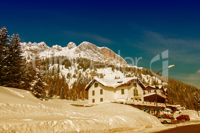Beautiful mountain scenery with snow. Alps in winter