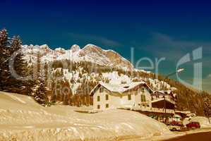 Beautiful mountain scenery with snow. Alps in winter