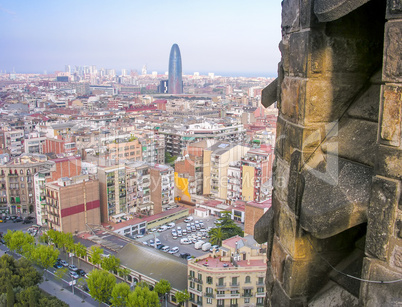 Barcelona, Spain. Wonderful aerial city view in spring season