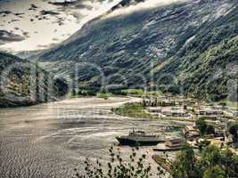 Norway cruise: mountains in Geiranger fjord.