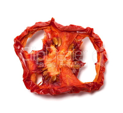 Dried slice of tomato isolated on white background