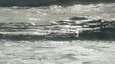 Waves Crashing on Beach, sunset