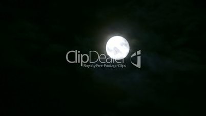 Full Moon behind Clouds at Night