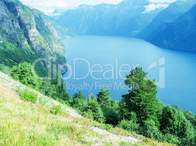 Norway cruise: mountains in Geiranger fjord.