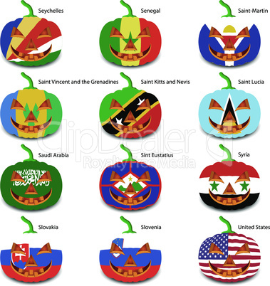 Set pumpkins for Halloween as a flags