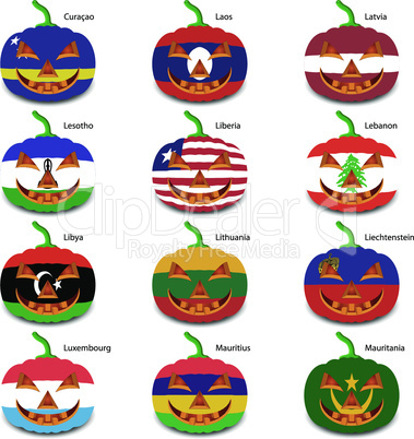 Set pumpkins for Halloween as a flags