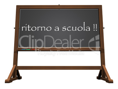 School blackboard italian back to school - 3D render