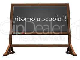 School blackboard italian back to school - 3D render