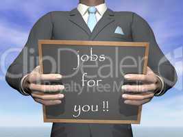 Businessman offering job - 3D render