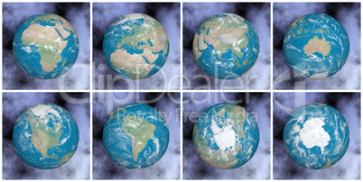 Continents on the earth - 3D render