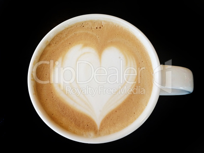 Cup of art cappuccino coffee heart symbol