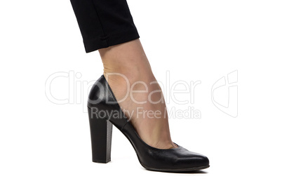Black shoe on heel