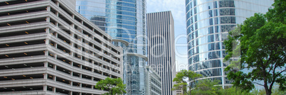 Houston Buildings. City skyline with modern skyscrapers on a bea