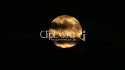 Scary Orange Super Moon with Clouds