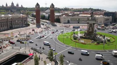 Fira de Barcelona Square Life Traffic Time Lapse