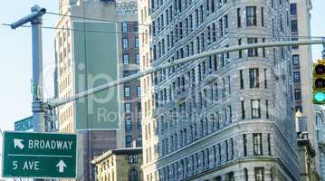 NEW YORK - FEB 12: Flat Iron building facade on February 12, 201