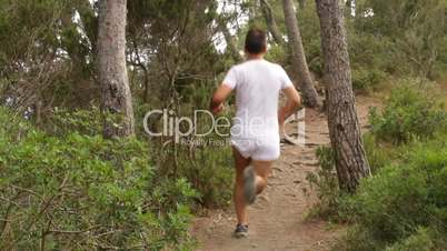 Runner Running Across the Fields at Dusk