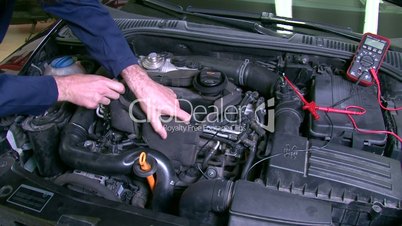 Car Repair Cheking Diesel Engine