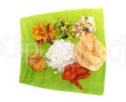 Indian banana leaf rice