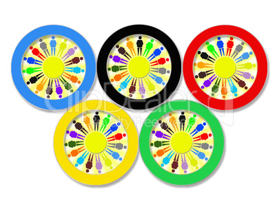 Olympic rings on the white