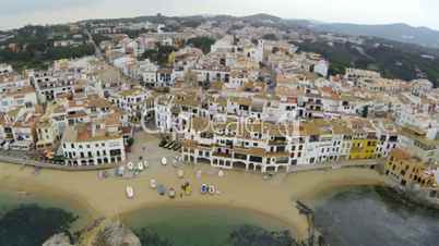 Aerial Drone View Mediterranean Fishing Village