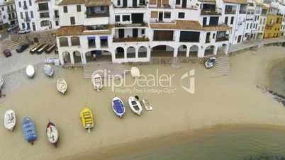 Aerial Drone View Mediterranean Fishing Village