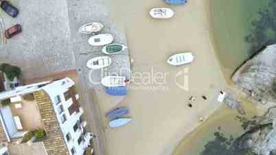 Aerial Drone View Mediterranean Fishing Village