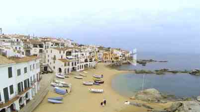 Aerial Drone View Mediterranean Fishing Village