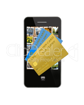 mobile phone with different credit cards