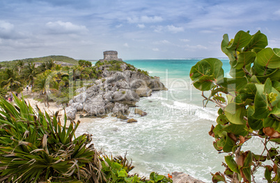 Tulum, Mexico. Stunning ocean view from Mayan Ruins site