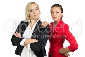 Two businesswoman looking at camera