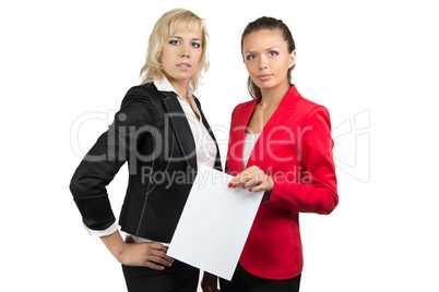 Two businesswoman and sheet of paper