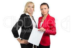 Two businesswoman and sheet of paper