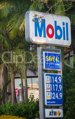 SYDNEY - JULY 10, 2010: Mobil fuel stationwith gasoline prices.