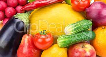 background of a set of fruits and vegetables