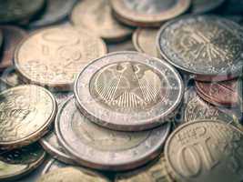 Retro look Euro coins