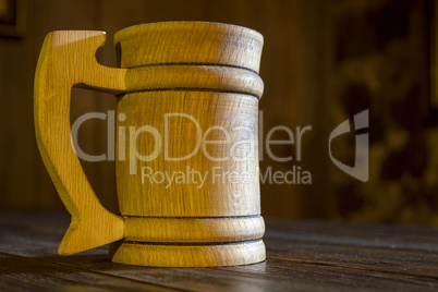 Wooden mug in a tavern