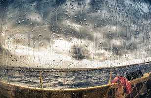 Rain drops on a ship window