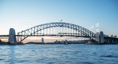 Magnificent Harbour Bridge in Sydney at dusk