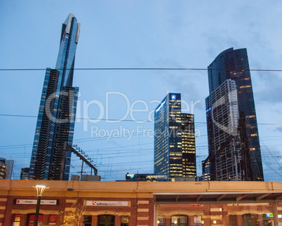 MELBOURNE - JULY 21, 2010: City modern skyline and skyscrapers a